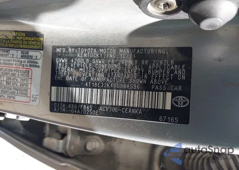 2005 Toyota Camry Le из США, поврежденный, VIN 4T1BE32K45U984596